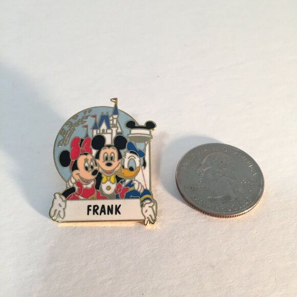Walt Disney Name Pin "FRANK" Enamel Mickey Mouse Minnie Donald Hat Lapel - Picture 2 of 4